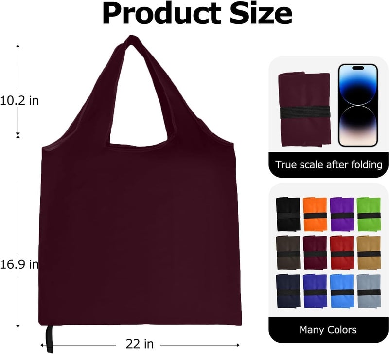 Criyar Foldable Shopping Bag, Washable Reusable Grocery with Holder, Nylon Tote Bags - Image 2